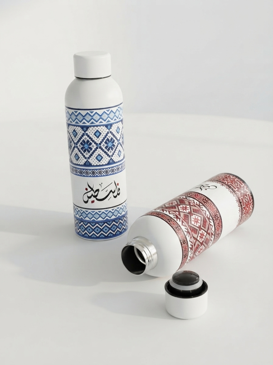 Botella solidaria de acero inoxidable “Tatreez Palestina”