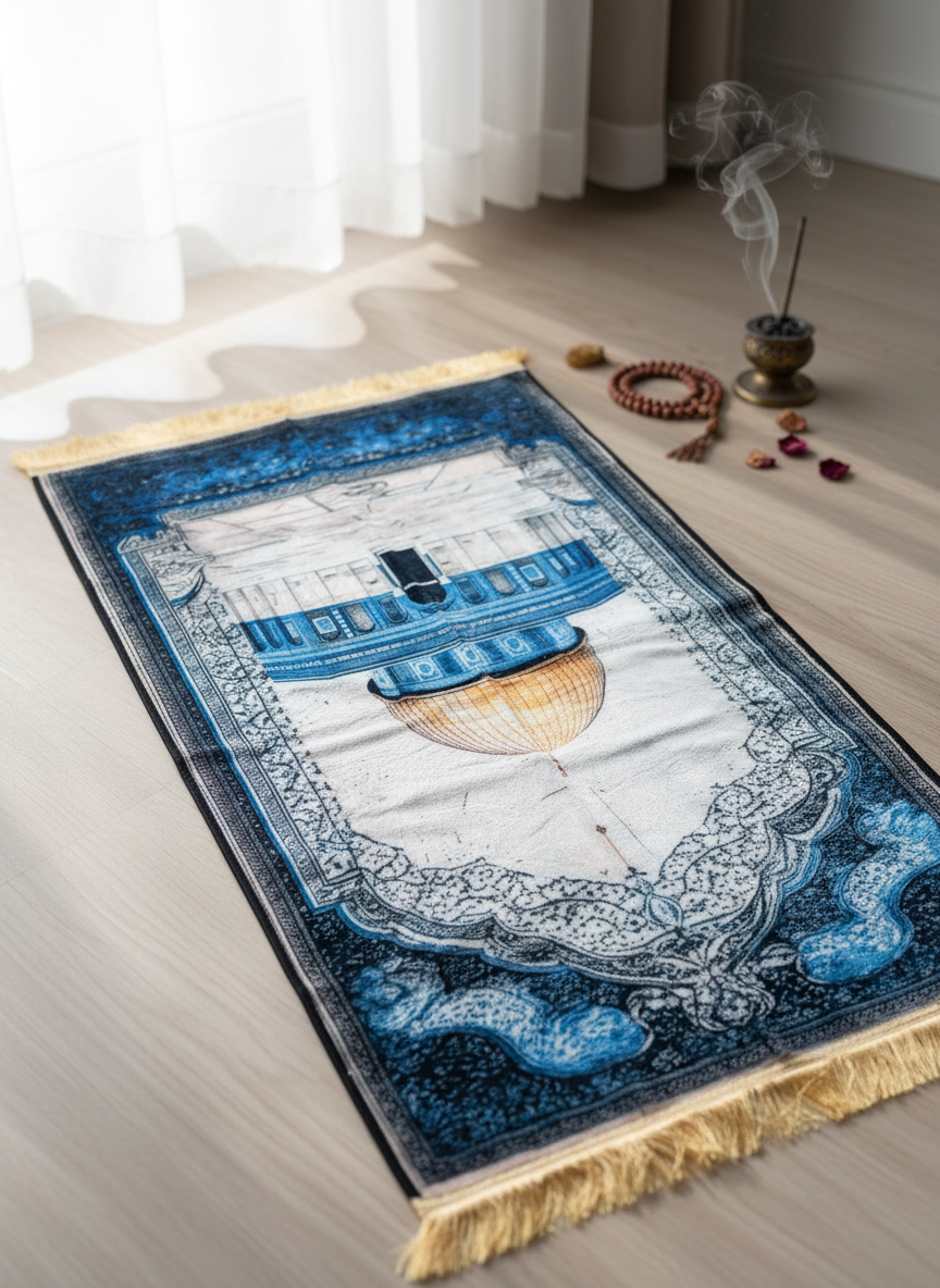 Alfombra de Rezo “Cúpula Azul de Jerusalén” | Serenidad, Belleza y Solidaridad