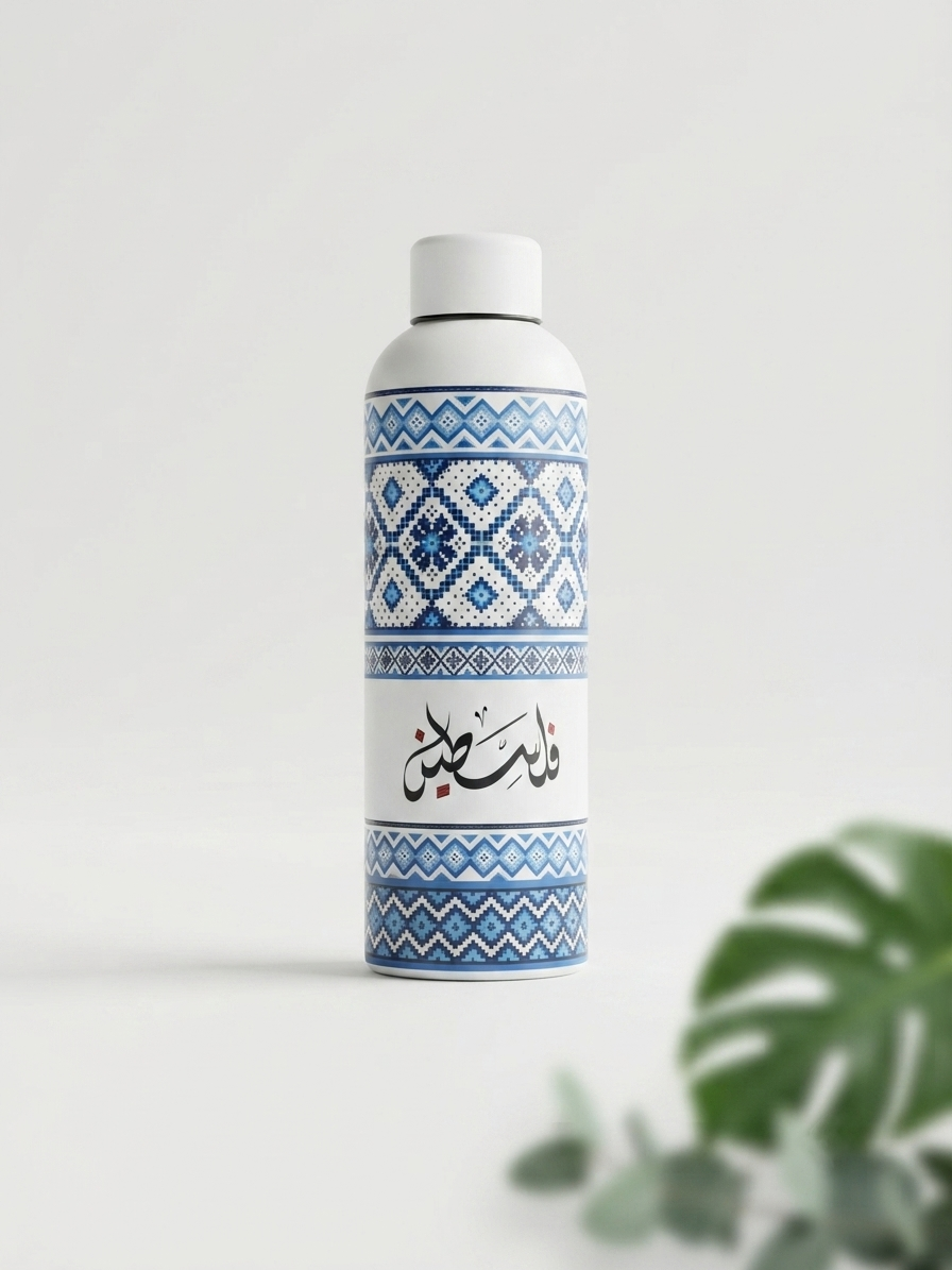 Botella solidaria de acero inoxidable “Tatreez Palestina”