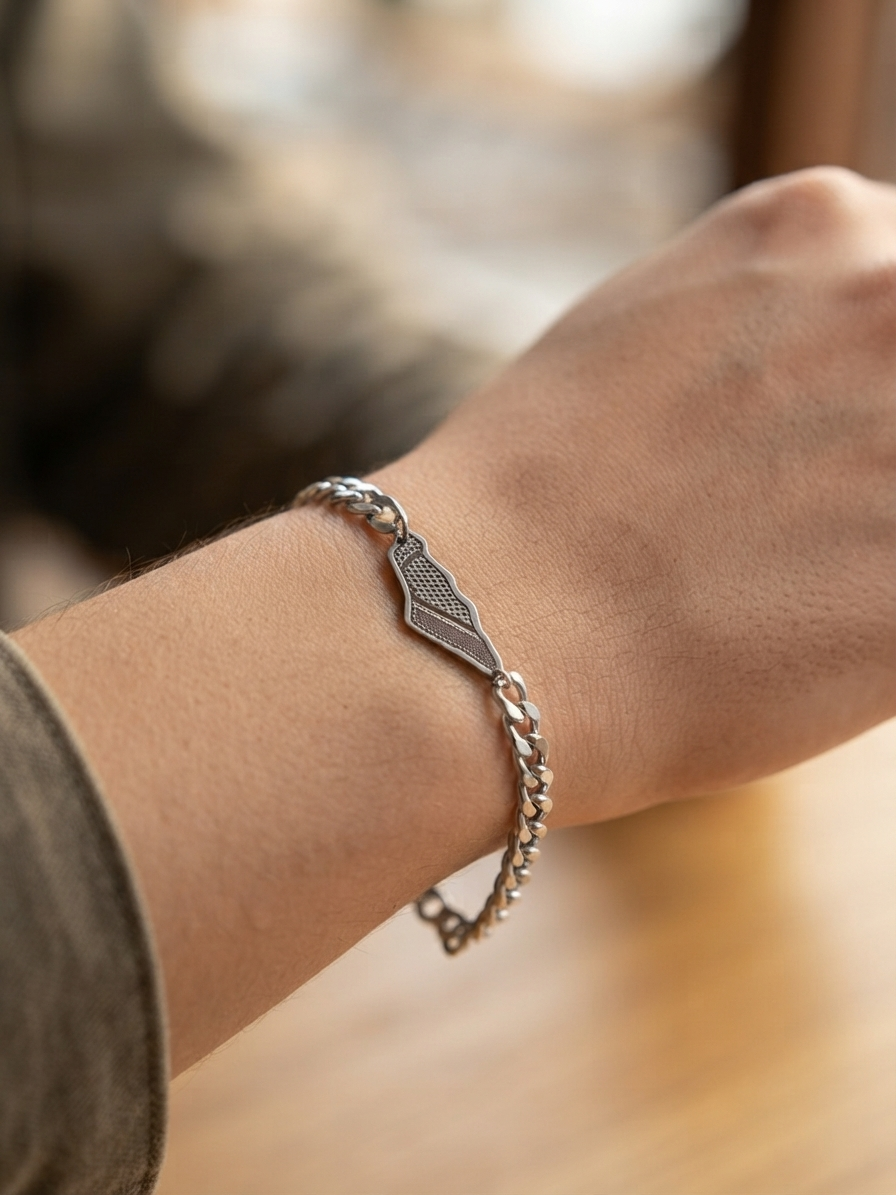 Pulsera Palestina con Mapa y Diseño Kufiya