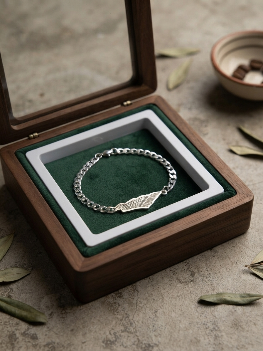Pulsera Palestina con Mapa y Diseño Kufiya