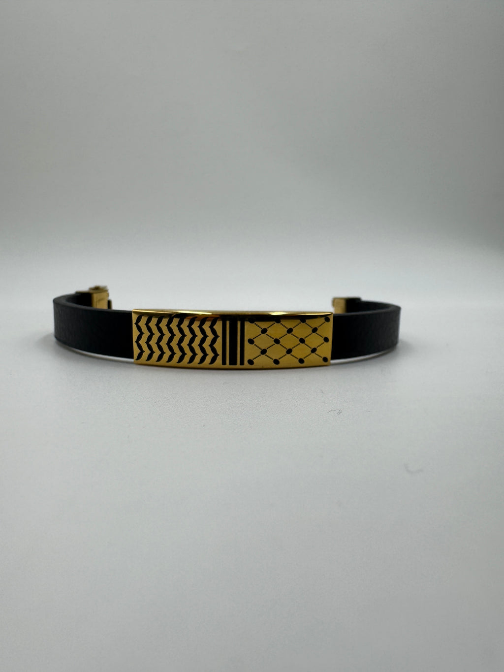 Pulsera de Cuero y Acero dorado