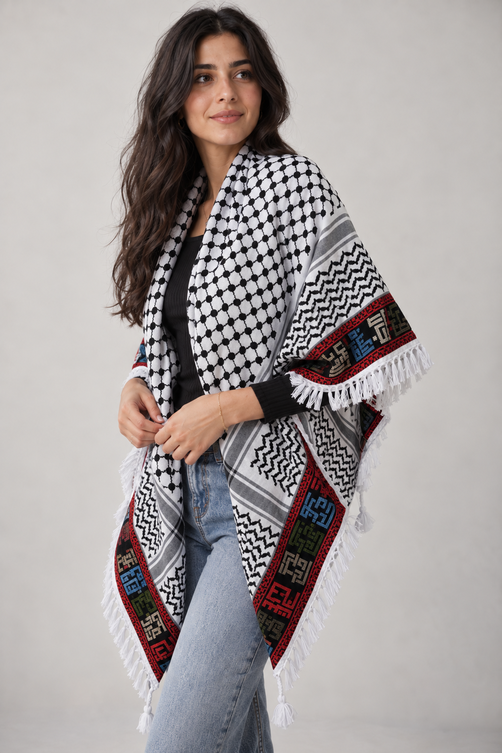 Kufiya Palestina con Tatreez Bordado