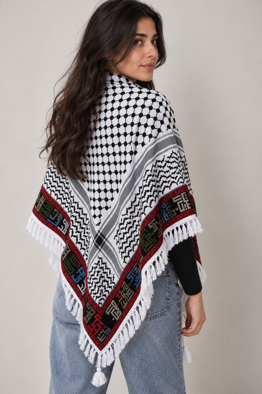 Kufiya Palestina con Tatreez Bordado