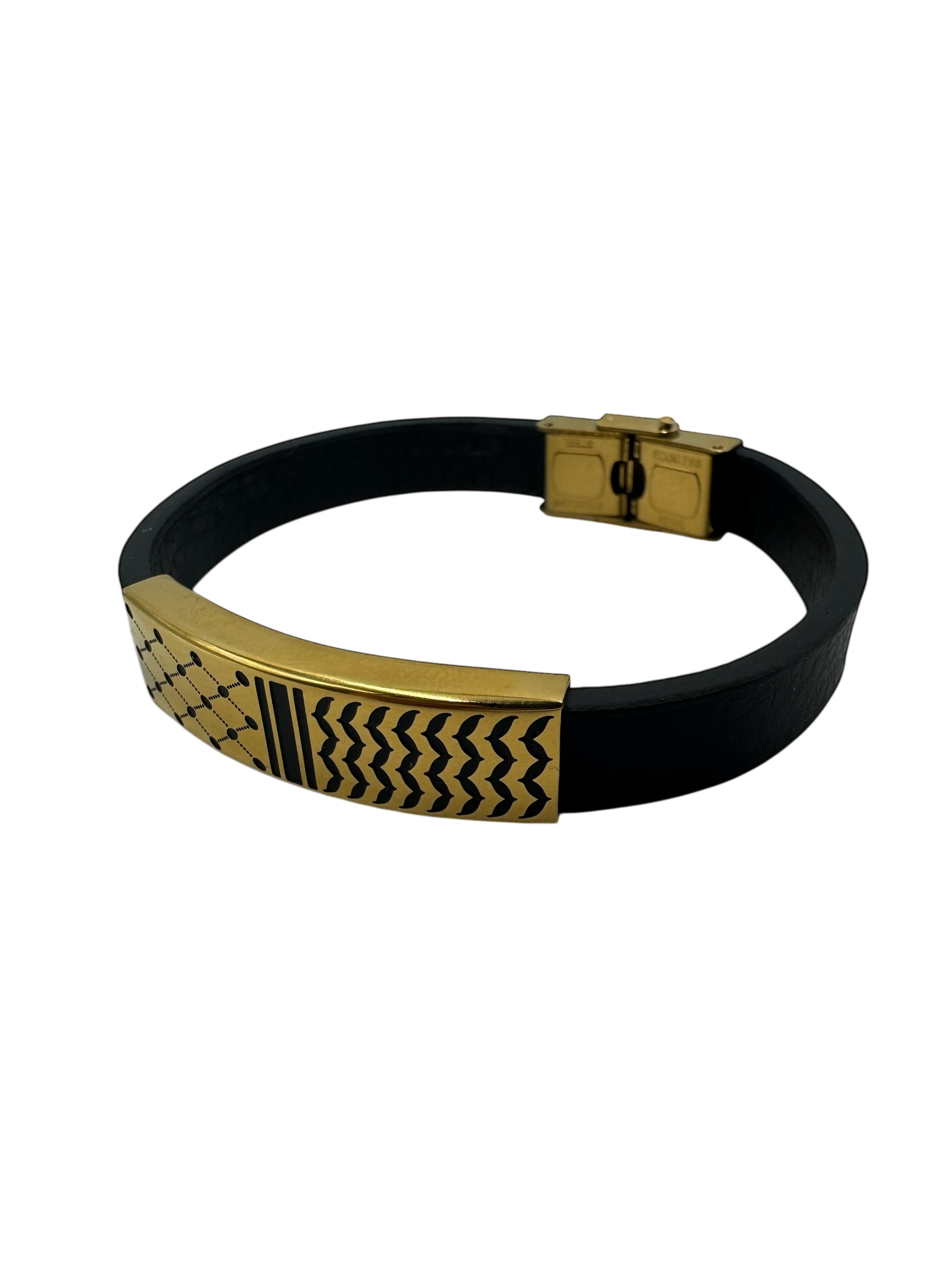 Pulsera de Cuero y Acero dorado