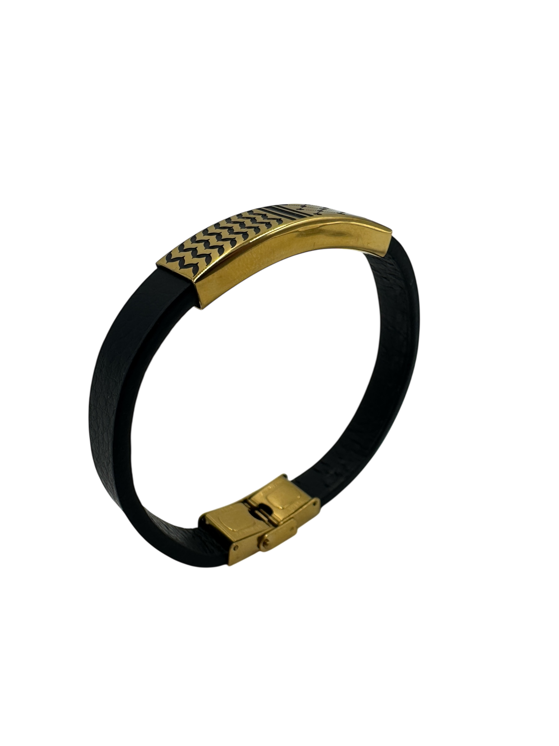 Pulsera de Cuero y Acero dorado