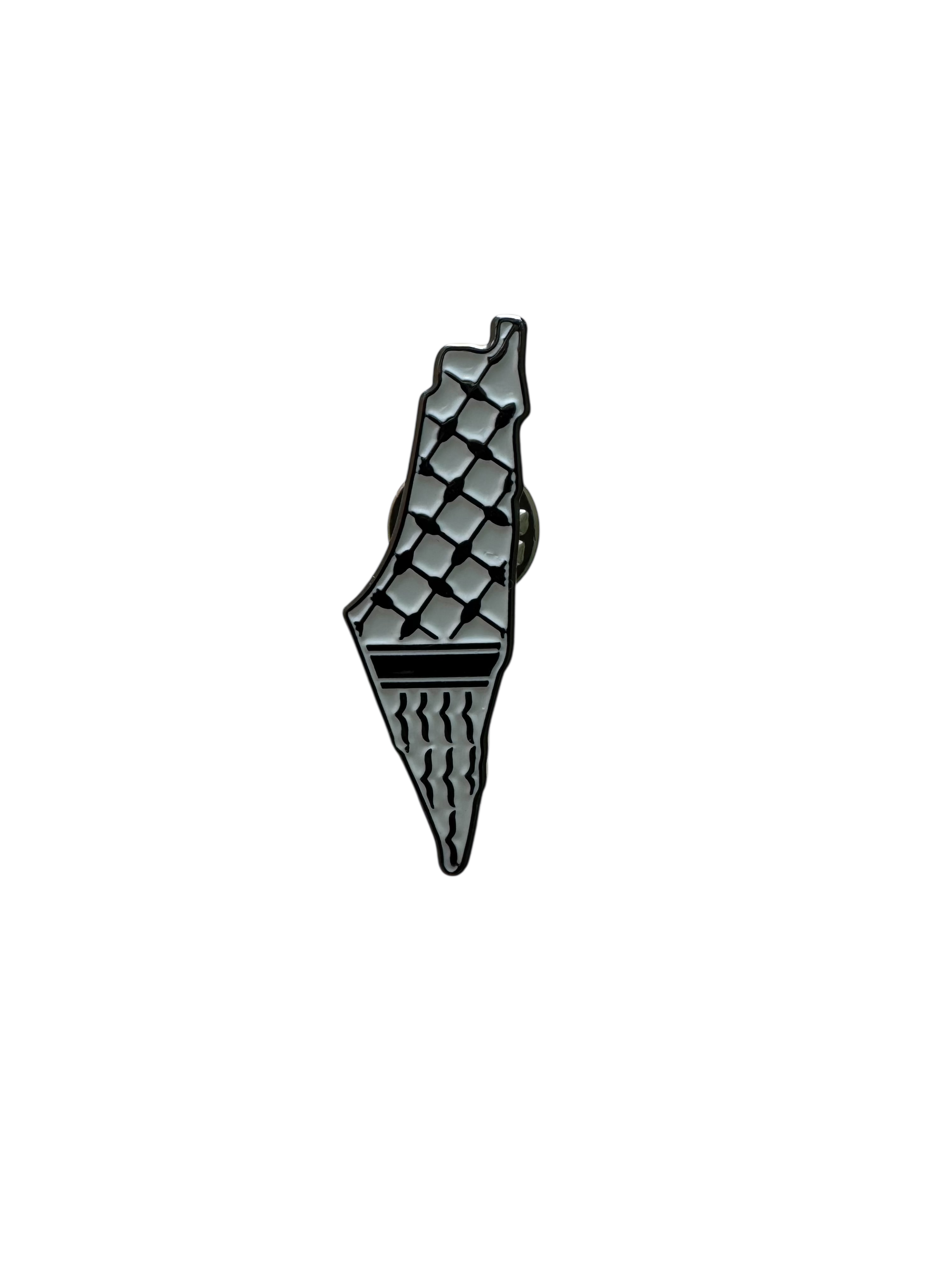 PIN MAPA PALESTINA – BLANCO Y NEGRO (KUFIYAH)