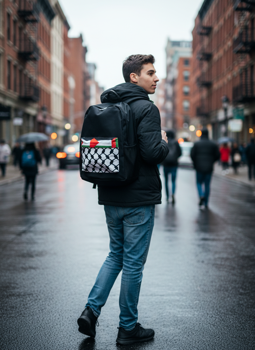 Mochila Palestina y kufiya