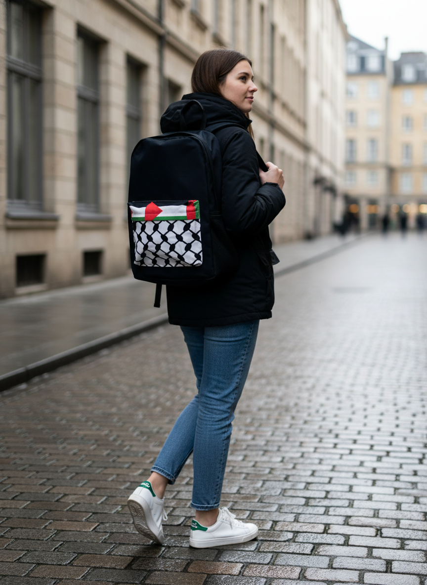 Mochila Palestina y kufiya