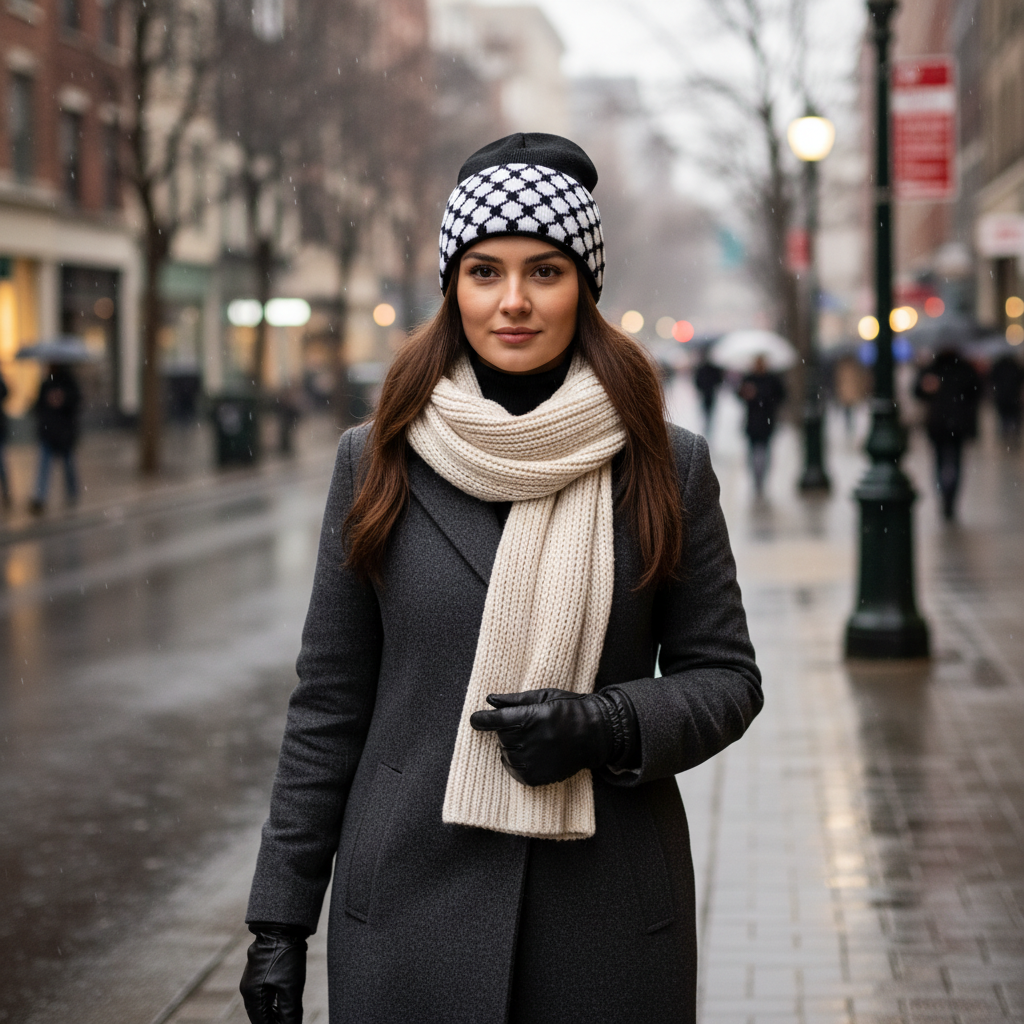 Gorro de Lana con Diseño de Kufiyah