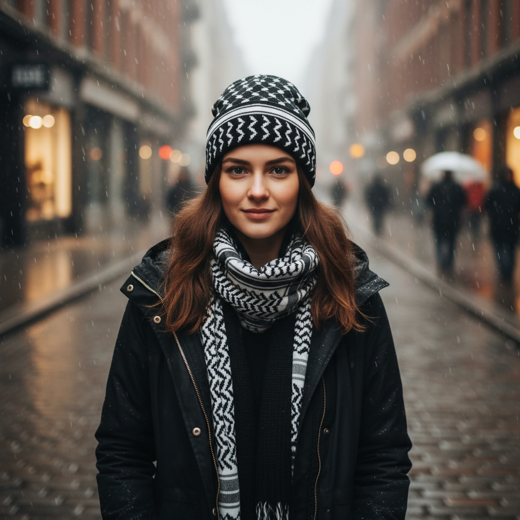 Gorro de Lana con Diseño de Kufiyah