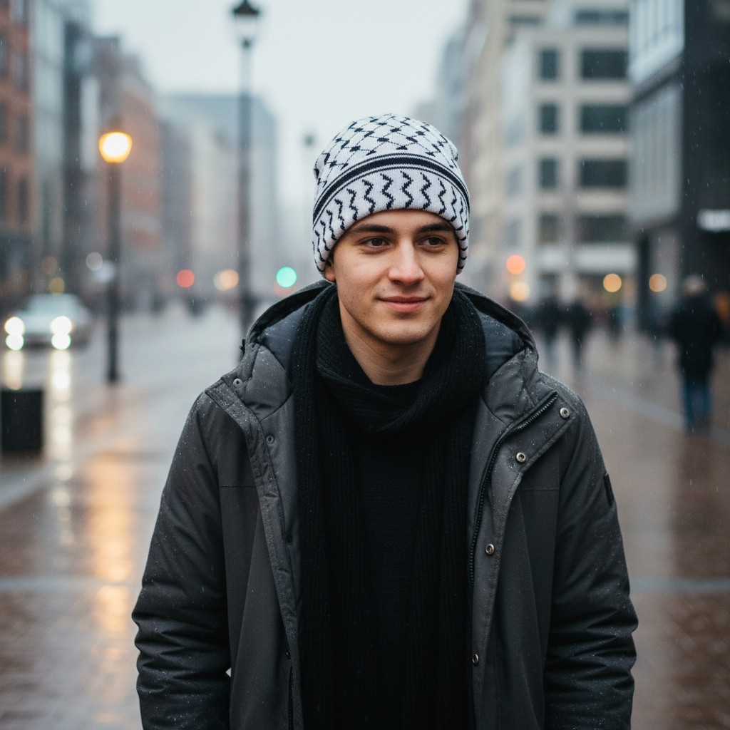 Gorro de Lana con Diseño de Kufiyah