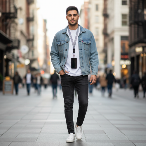 Lanyard Solidario Palestina – Diseño Keffiyeh (Rojo y Blanco)