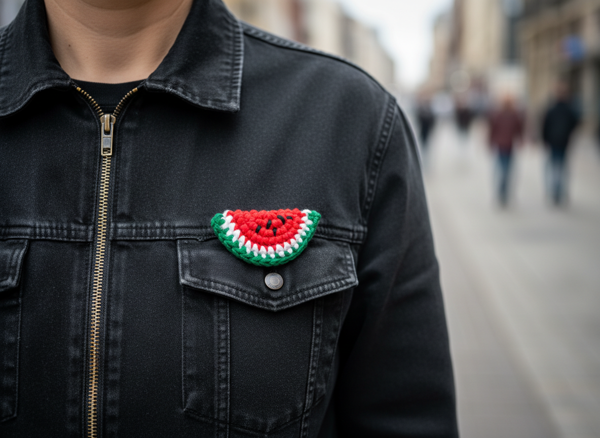 Broche artesanal solidario “Sandía Palestina” – Hecho a mano por mujeres refugiadas