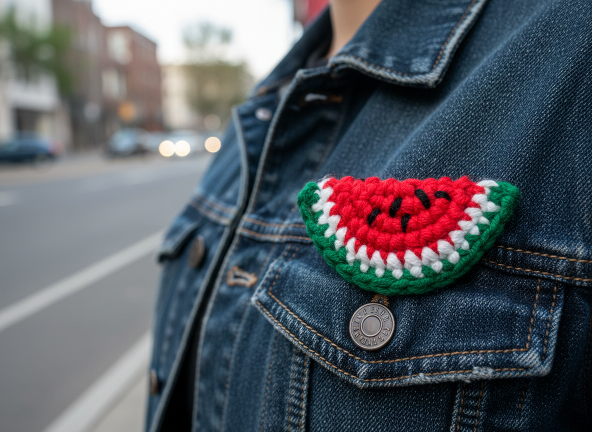 Broche artesanal solidario “Sandía Palestina” – Hecho a mano por mujeres refugiadas