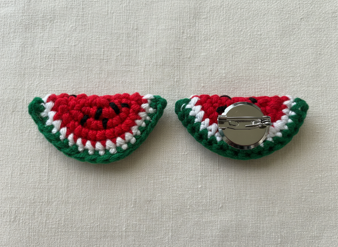 Broche artesanal solidario “Sandía Palestina” – Hecho a mano por mujeres refugiadas